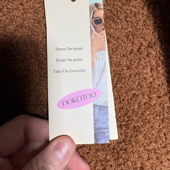 Women's Navy and Brown Plaid Button Down Shirt - Picture 3 of 5